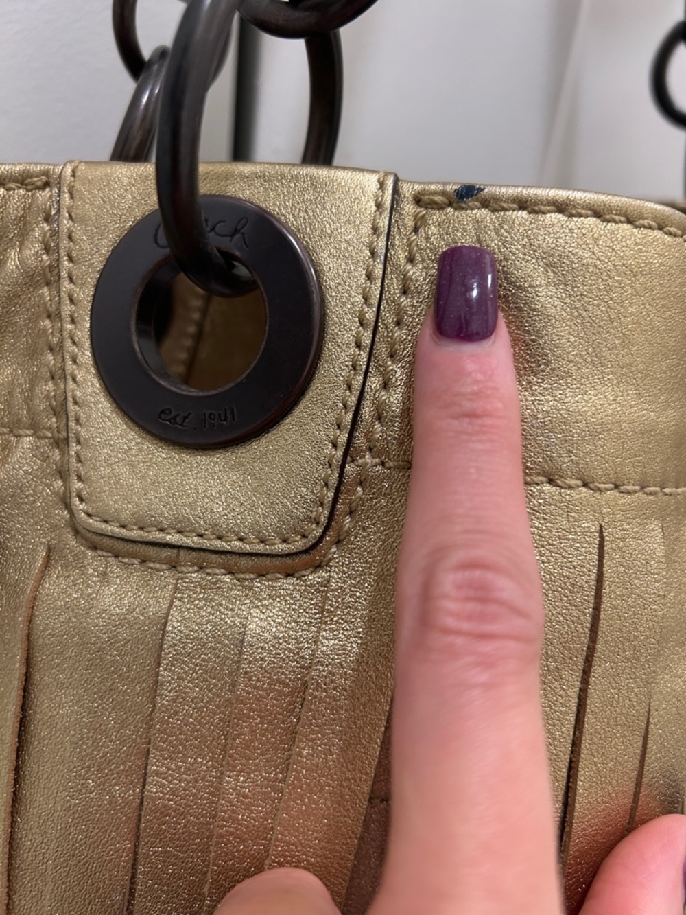 Coach Madison XL Metallic Leather Fringe Tote - Picture 17 of 17
